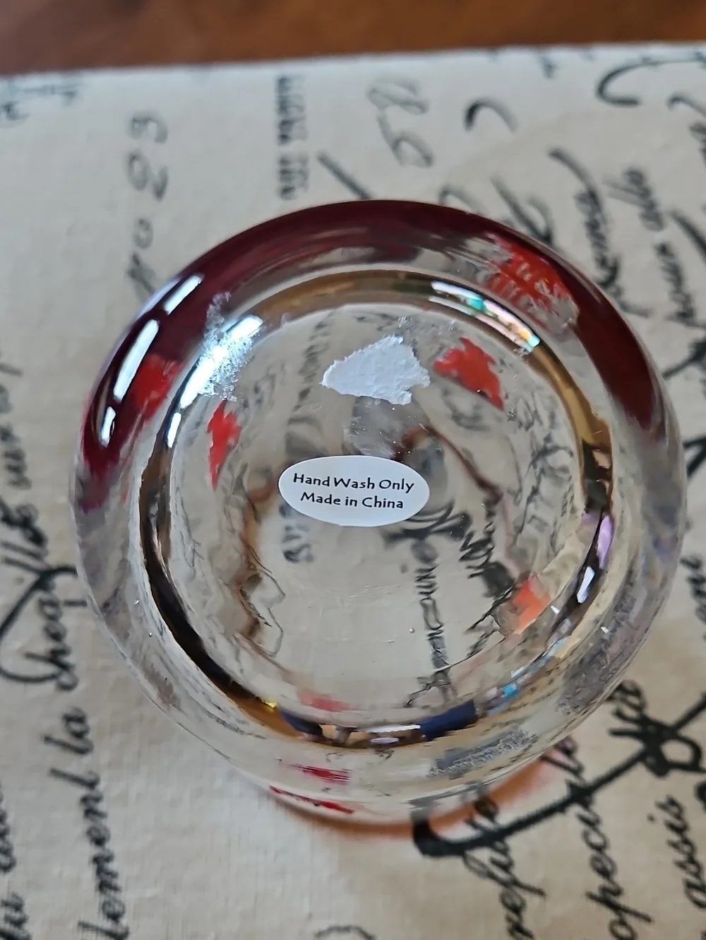 Clear Glass Tumbler with Red Lobster Accent